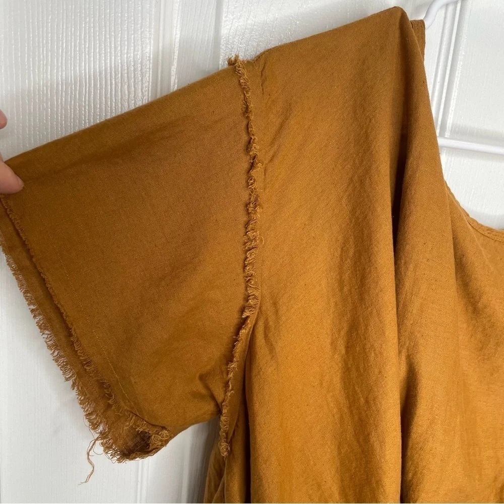 Free People Cloud 9 Bubble Tee Linen Blend in Pecan Brown M - Picture 9 of 11
